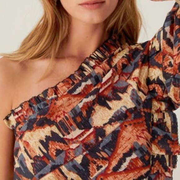 NWT Chufy one sleeve geometric & metallic accents mini dress, M - Picture 4 of 11